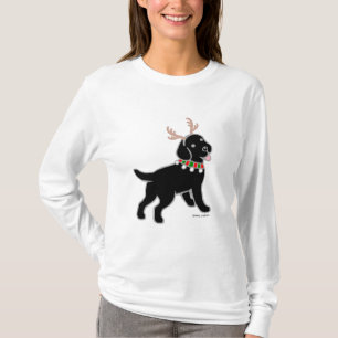 Black Labrador Christmas Antlers T-Shirt