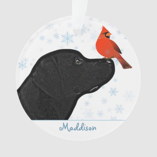 Black Labrador Christmas Cardinal _ Cute Dog Ornament