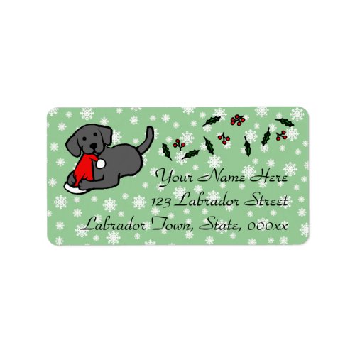 Black Labrador Christmas Cartoon Label