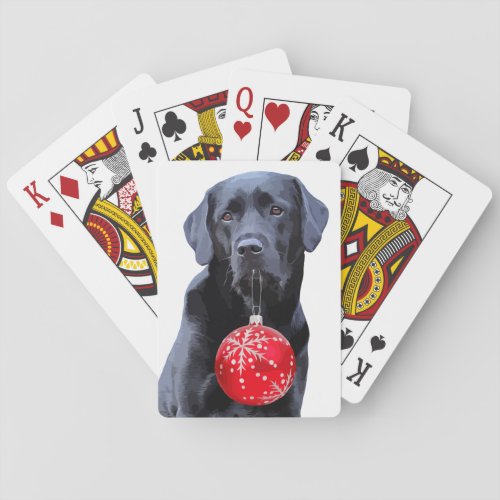 Black Labrador Christmas Cute Dog Black Lab Poker Cards