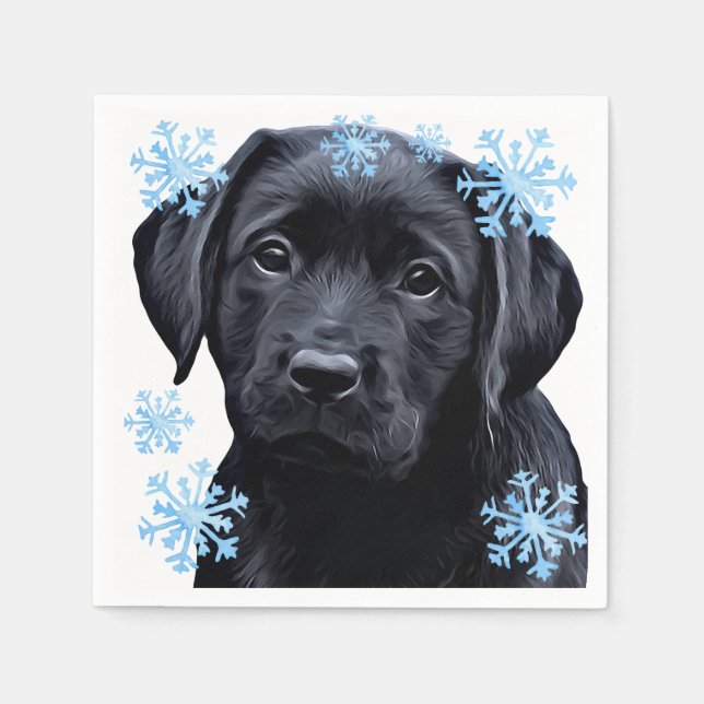 Black Labrador Christmas- Cute Dog Puppy Black Lab Napkins (Front)