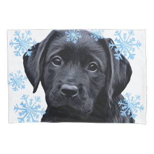 Black Labrador Christmas- Cute Dog Puppy Black Lab Pillow Case