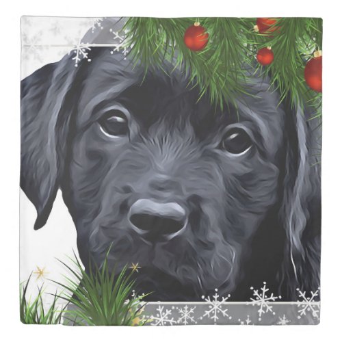 Black Labrador Christmas _ Cute Dog Puppy Labrador Duvet Cover