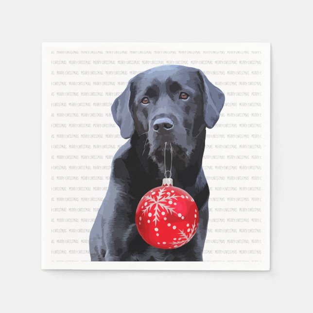 Black Labrador Christmas - Cute Dog Puppy Napkins (Front)