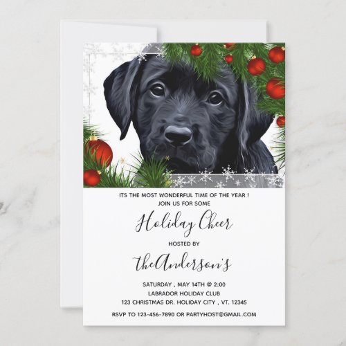 Black Labrador Christmas _ Cute Holiday Dog Puppy Invitation