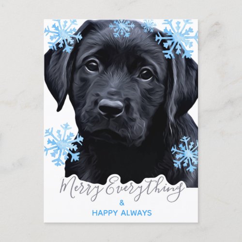 Black Labrador Christmas _ Cute Puppy Black Lab Holiday Postcard