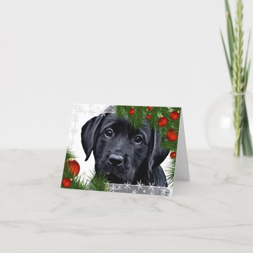 Black Labrador Christmas Cute Puppy Dog Holiday Card