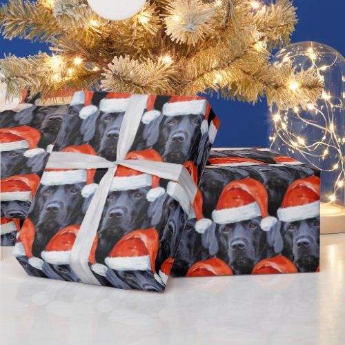Black Labrador Christmas Cute Santa Dog Holiday Wrapping Paper