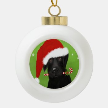Black Labrador - Christmas Dog Ceramic Ornament by SannelDesign at Zazzle