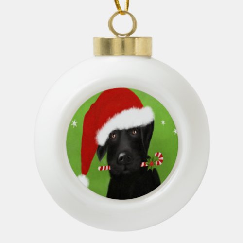 Black Labrador _ Christmas Dog Ceramic Ornament