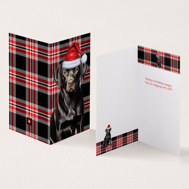 Black Labrador Christmas Dog Red Plaid Holiday (Inside and Outside)