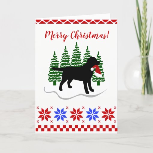 Black Labrador Christmas Evergreen Trees Holiday Card Zazzle