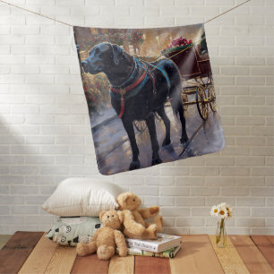 Black Labrador Christmas Festive Season  Baby Blanket