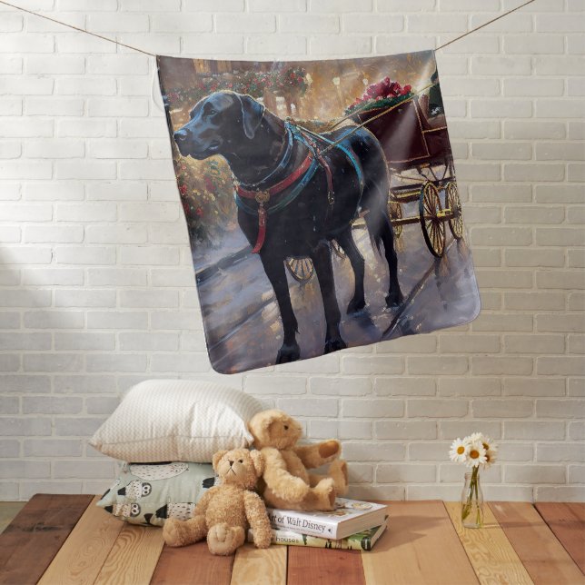 Black Labrador Christmas Festive Season  Baby Blanket (In Situ)
