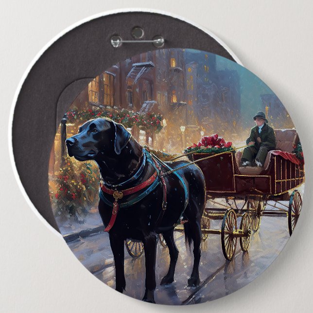 Black Labrador Christmas Festive Season  Button (Front & Back)