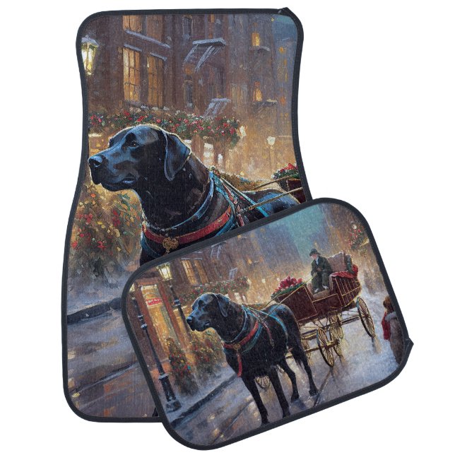 Black Labrador Christmas Festive Season  Car Floor Mat (Set)