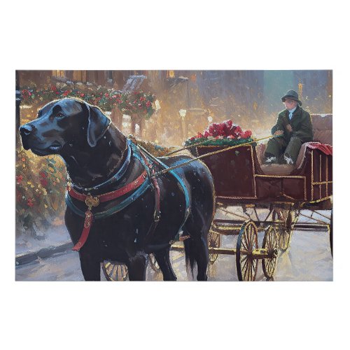 Black Labrador Christmas Festive Season  Faux Canvas Print