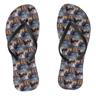Black Labrador Christmas Festive Season  Flip Flops