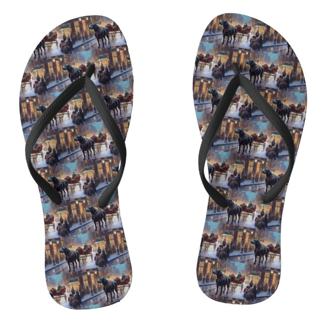 Black Labrador Christmas Festive Season  Flip Flops (Footbed)