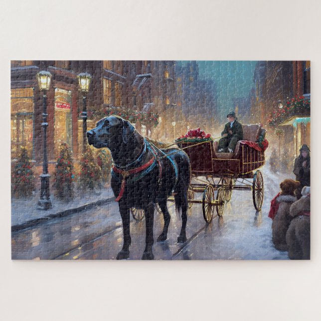 Black Labrador Christmas Festive Season  Jigsaw Puzzle (Horizontal)