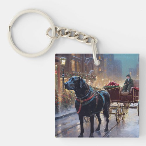 Black Labrador Christmas Festive Season  Keychain