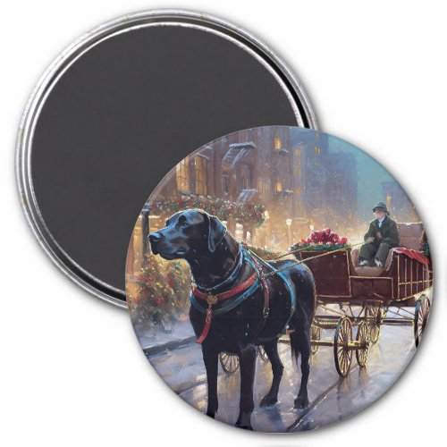 Black Labrador Christmas Festive Season  Magnet