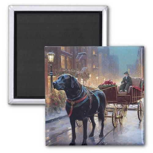 Black Labrador Christmas Festive Season  Magnet