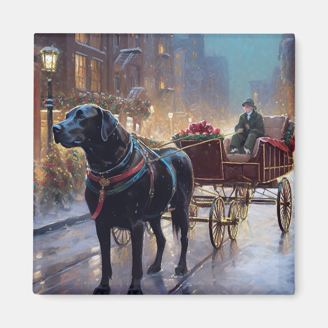 Black Labrador Christmas Festive Season  Magnet (Front)