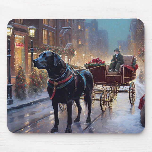 Black Labrador Christmas Festive Season  Mouse Pad (Front)