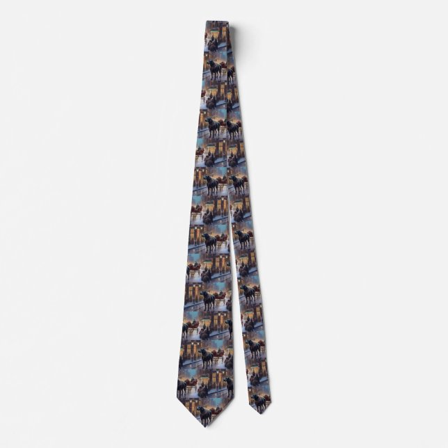 Black Labrador Christmas Festive Season  Neck Tie (Front)