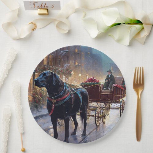 Black Labrador Christmas Festive Season  Paper Plates