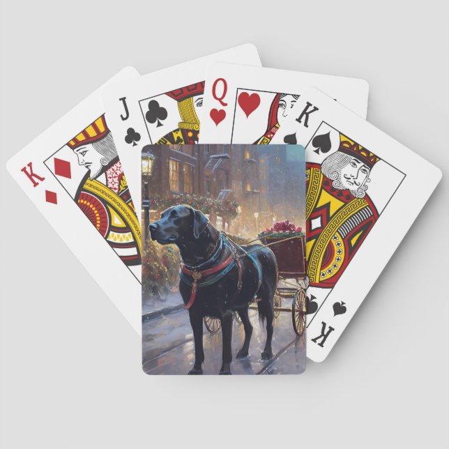 Black Labrador Christmas Festive Season  Poker Cards (Back)