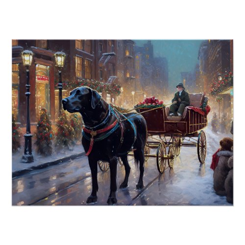 Black Labrador Christmas Festive Season  Poster