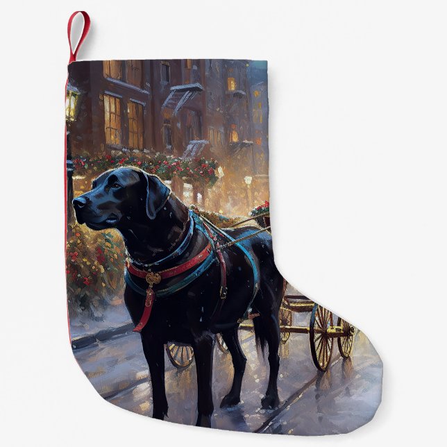 Black Labrador Christmas Festive Season  Small Christmas Stocking (Front)