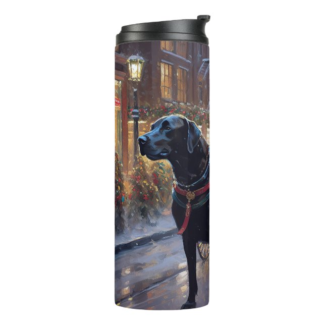 Black Labrador Christmas Festive Season  Thermal Tumbler (Rotated Left)