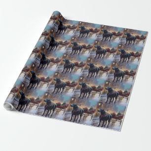 Black Labrador Christmas Festive Season Wrapping Paper