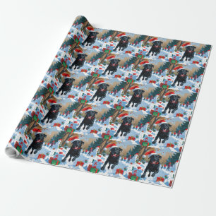 Black Labrador Christmas Festive Snow Scene  Wrapping Paper