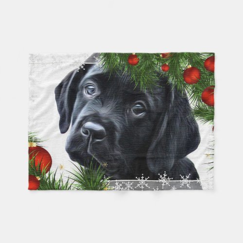 Black Labrador Christmas Fleece Blanket