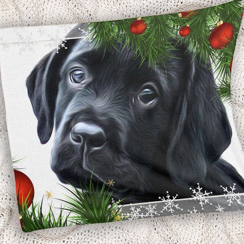 Black Labrador Christmas Fleece Blanket