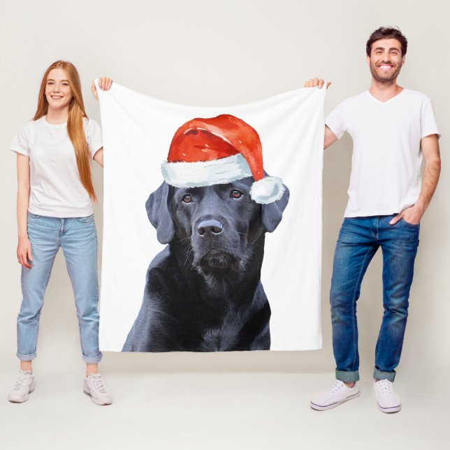 Black Labrador Christmas Holiday Dog Fleece Blanket (In Situ)