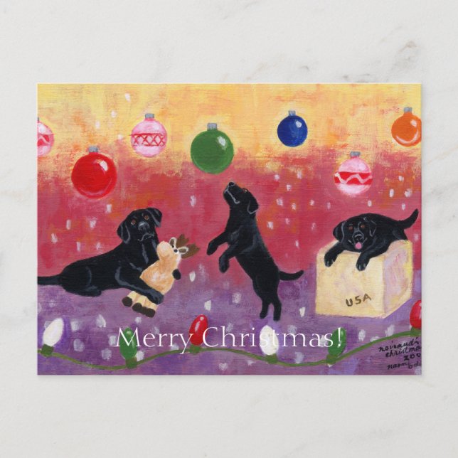 Black Labrador Christmas Holiday Postcard (Front)