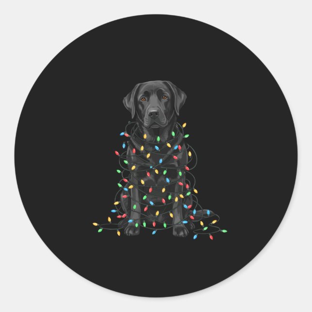 Black Labrador Christmas I'm Fine Everything Is Fi Classic Round Sticker (Front)