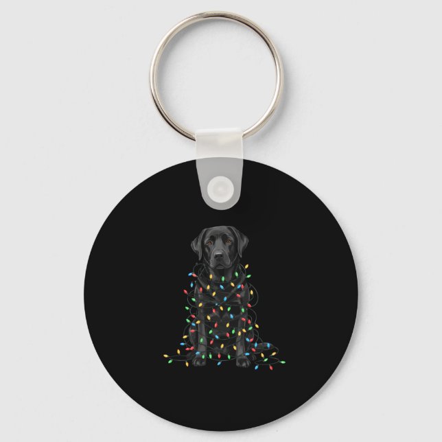 Black Labrador Christmas I'm Fine Everything Is Fi Keychain (Front)