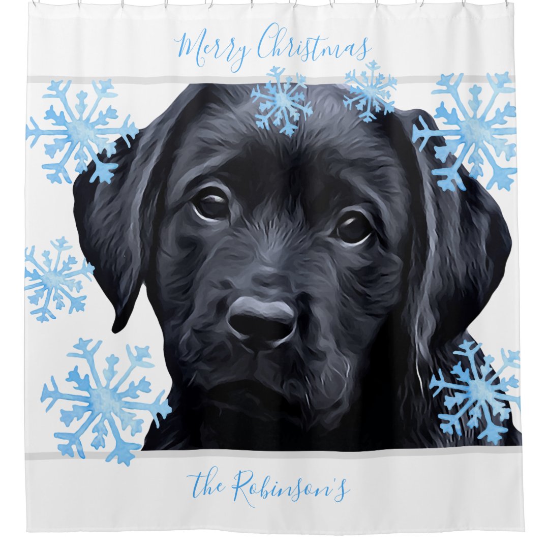 Black Labrador Christmas Personalized Black Lab Shower Curtain Zazzle