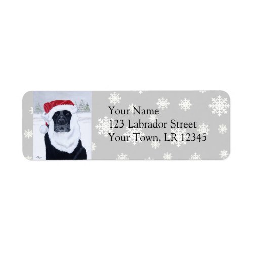Black Labrador Christmas Santa Hat Painting Custom Return Address Labels