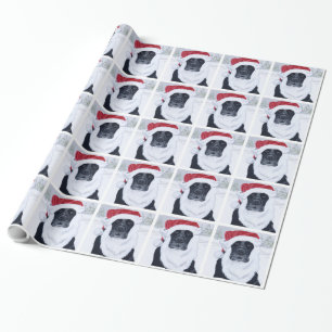 Black Labrador Christmas Santa Hat Painting Wrapping Paper