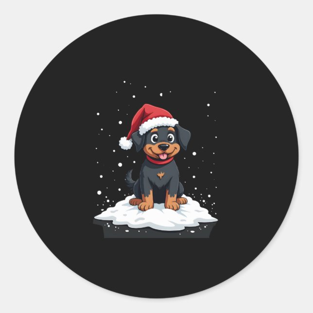 Black Labrador Christmas Santa Hat Xmas Pajama T-S Classic Round Sticker (Front)