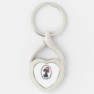 Black Labrador Christmas Santa Hat Xmas Pajama T-S Keychain