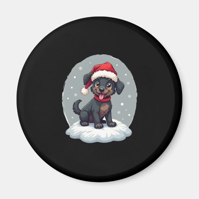 Black Labrador Christmas Santa Hat Xmas Pajama T-S Magnet (Front)