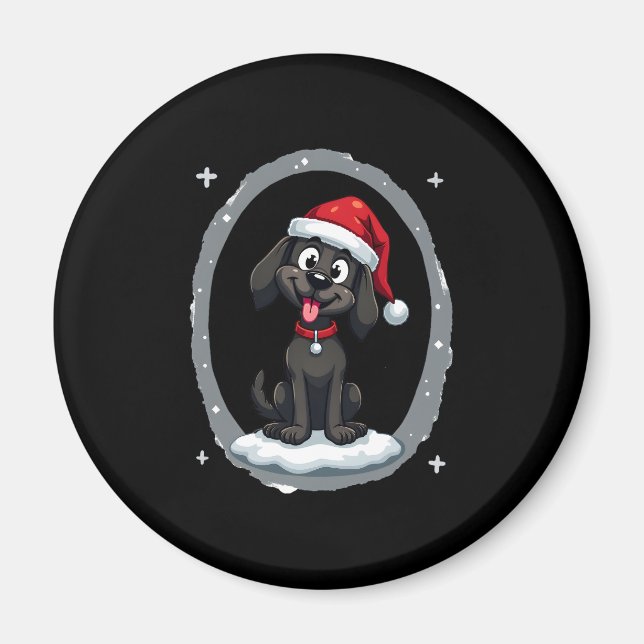 Black Labrador Christmas Santa Hat Xmas Pajama T-S Magnet (Front)